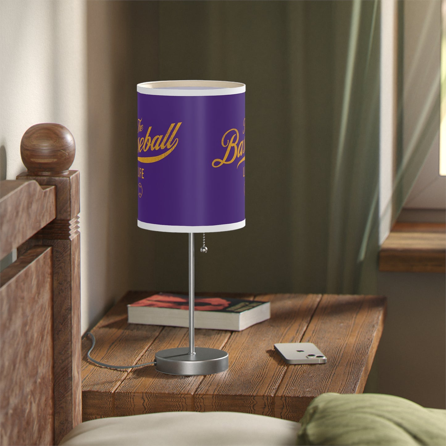 Table Lamp_Purple w Yellow Gold Print