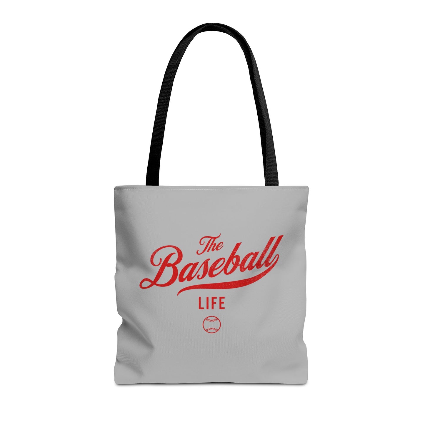 The Baseball Life Tote Bag_Gray w Red Print