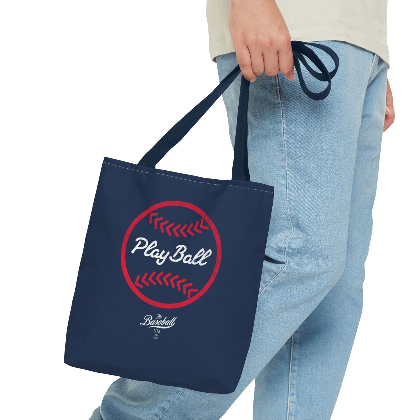 Baseball Icon Play Ball Tote Bag_Navy