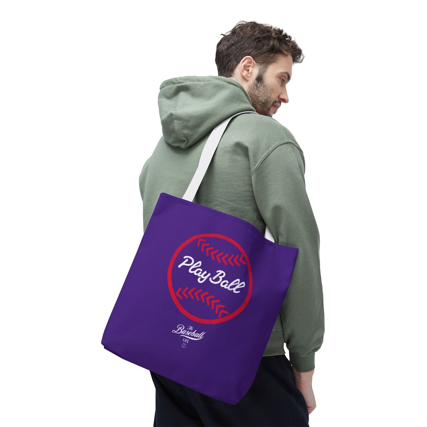 Baseball Icon Play Ball Tote Bag_Purple