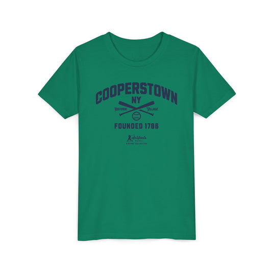 Youth Cooperstown NY Navy Print_Artifacts Baseball Collection T-Shirt