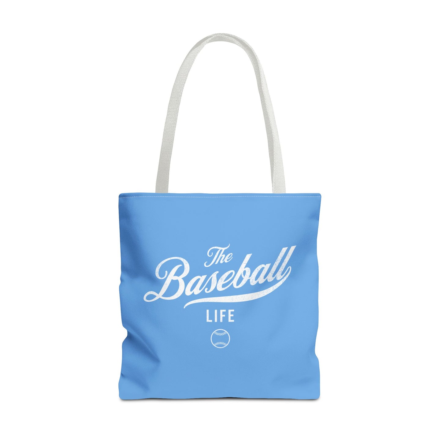 The Baseball Life Tote Bag_Carolina Blue w White Print