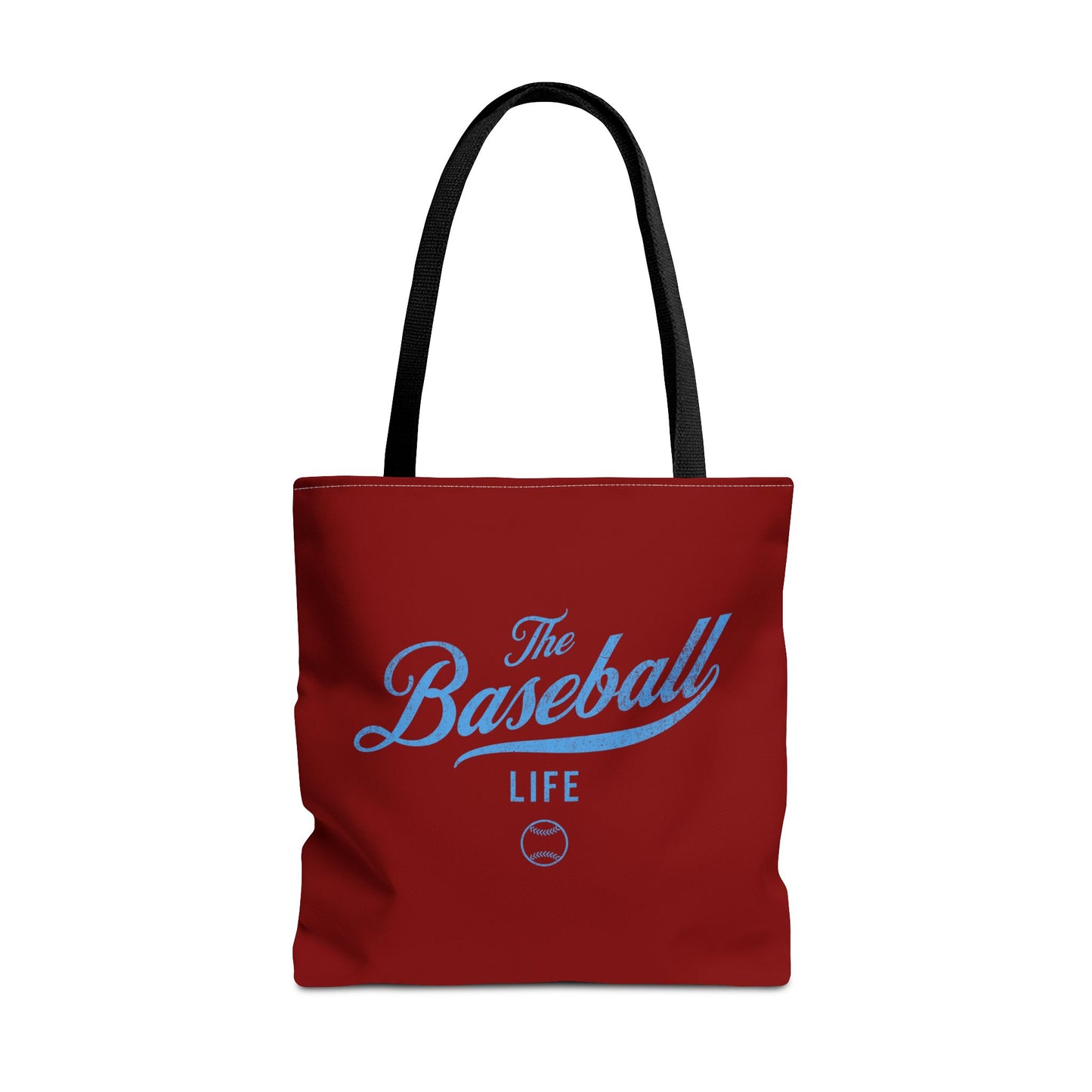 The Baseball Life Tote Bag_Maroon w Carolina Blue Print