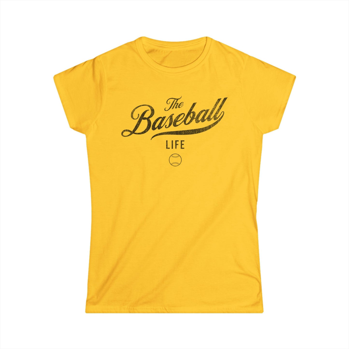 The Baseball Life Classic Script Tee_Women's_Black Print