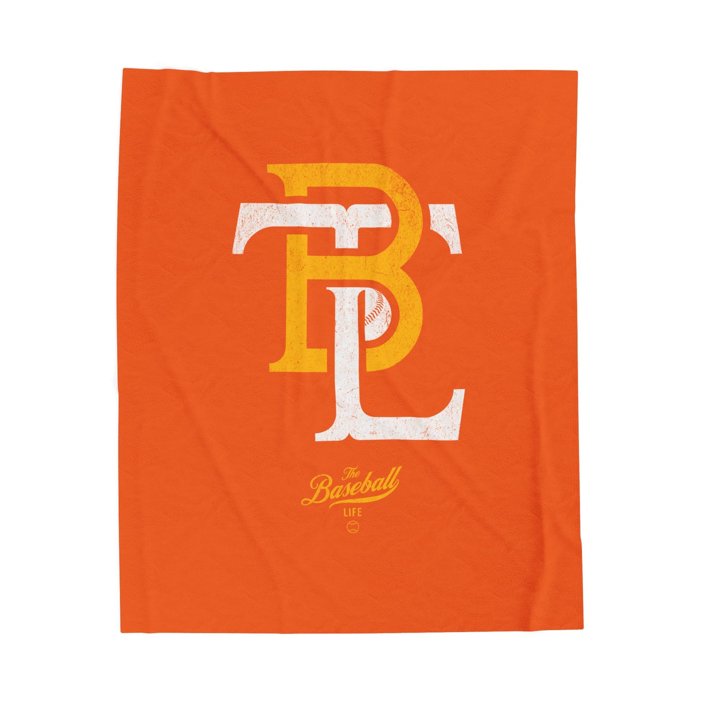 Velveteen Plush Blanket_The Baseball Life Retro Insignia_Orange