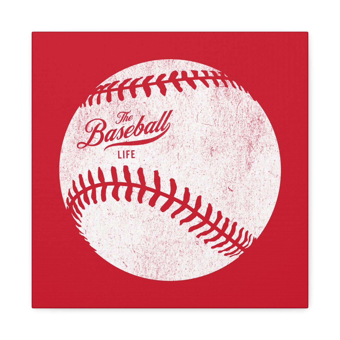 Weathered Baseball Wall Art Canvas_Red