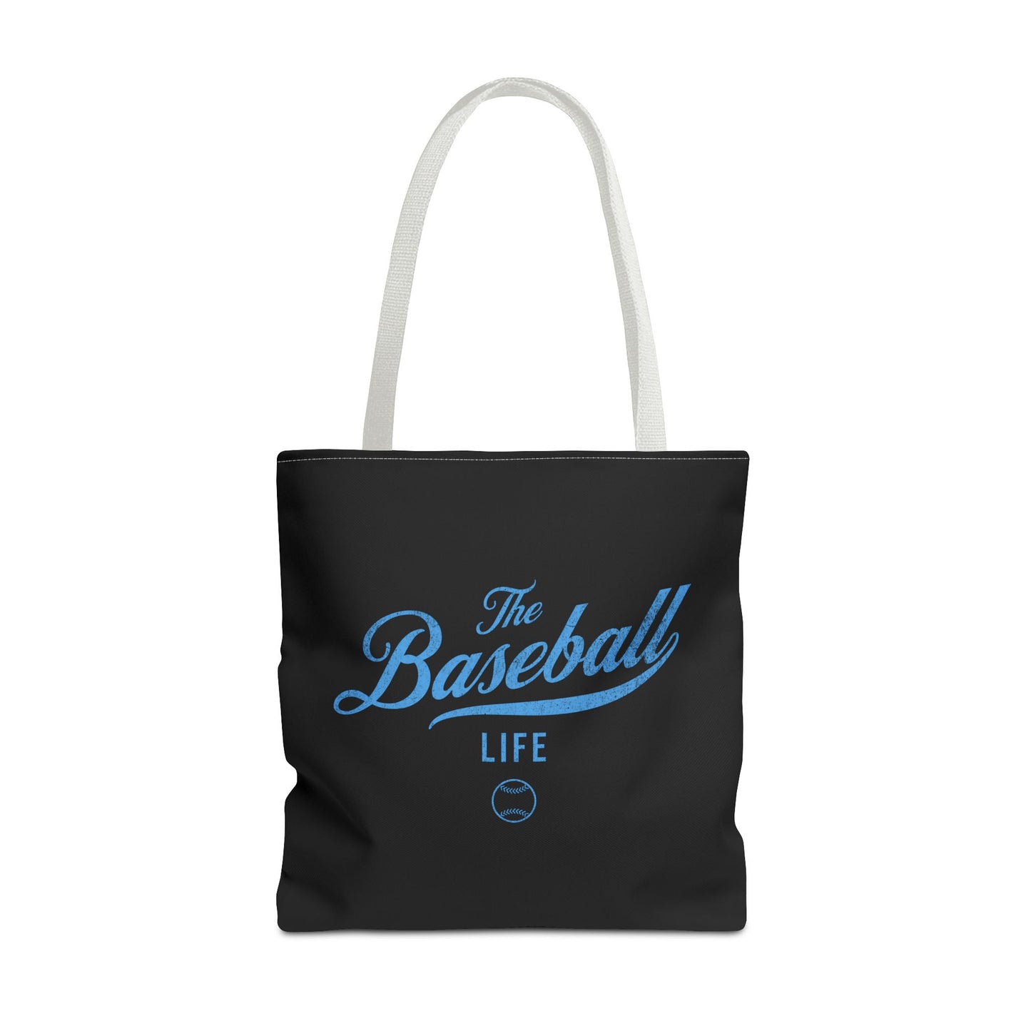 The Baseball Life Tote Bag_Black w Carolina Blue Print