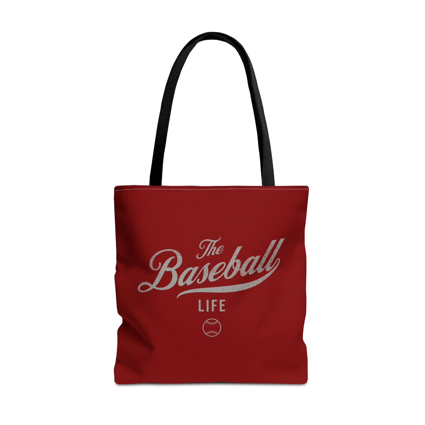The Baseball Life Tote Bag_Maroon w Silver Gray Print