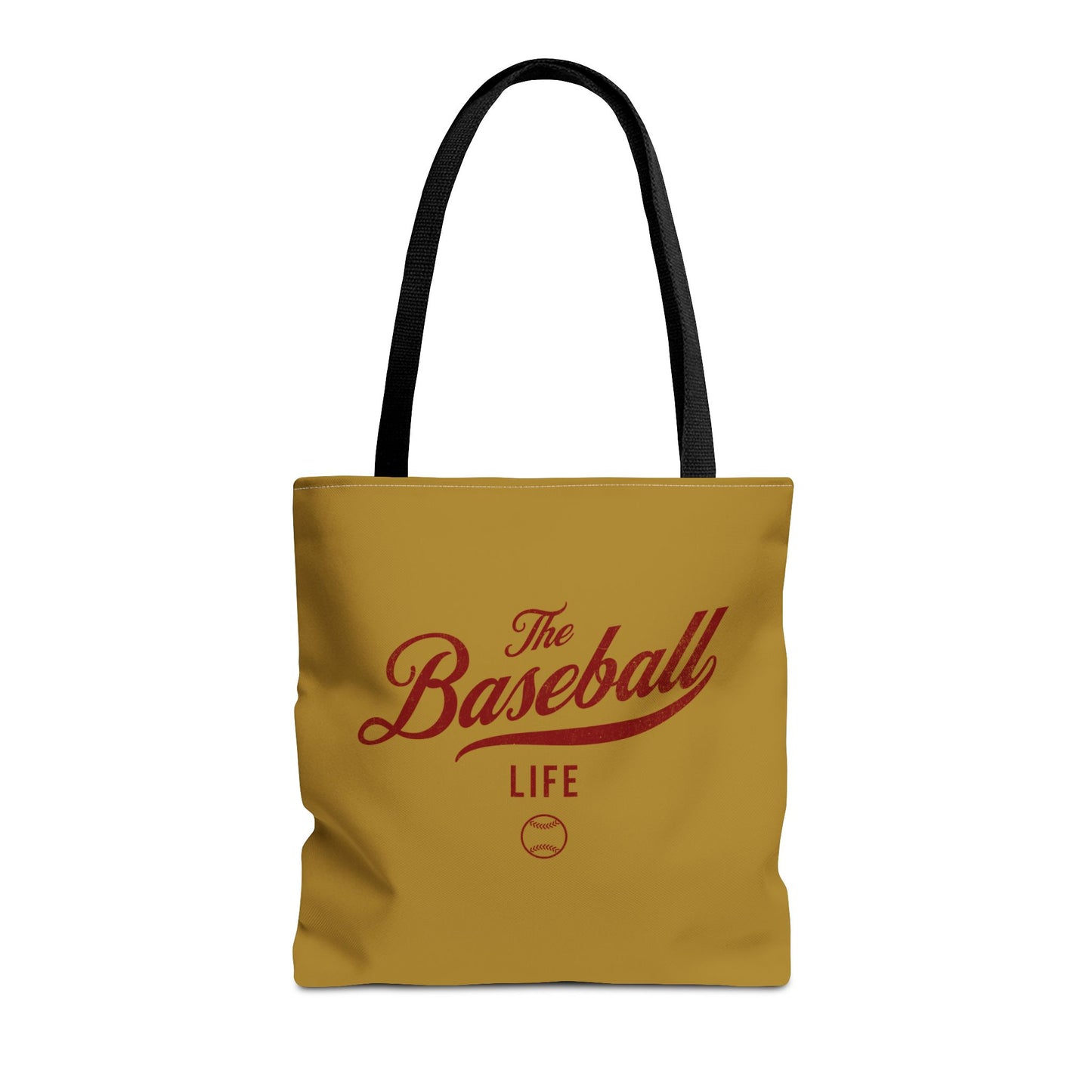 The Baseball Life Tote Bag_Old Gold w Maroon Print