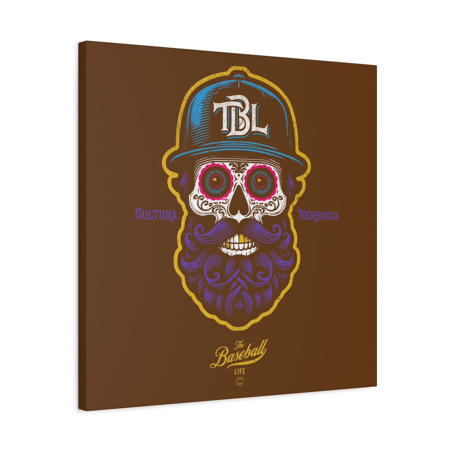 Beisbol Sugar Skull Series_Player 2 Wall Art Canvas_Brown