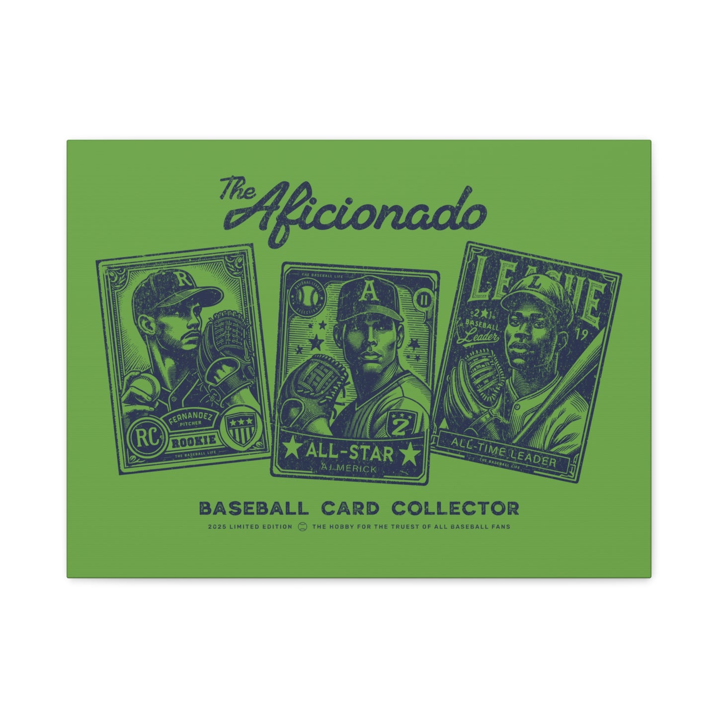The Aficionado Baseball Card Collector Wall Art Canvas_Grass Green