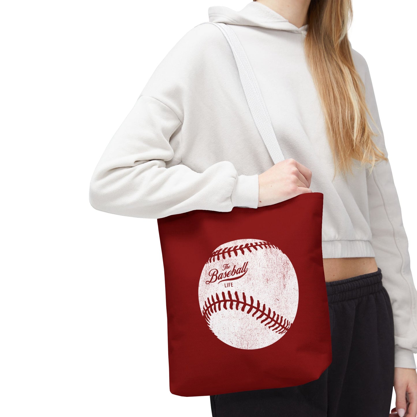 Weathered Baseball Tote Bag_Maroon