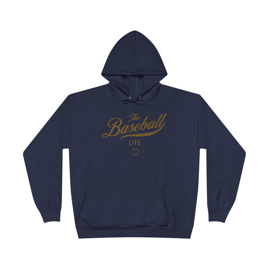 The Baseball Life Hoodie w/Grommets_Old Gold Print