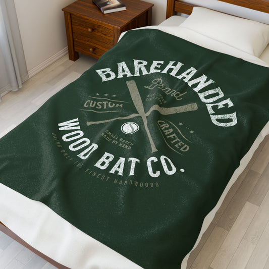 Velveteen Plush Blanket_Barehanded Wood Bat Co._Dark Forest Green