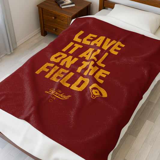 Velveteen Plush Blanket_Leave It All On The Field_Maroon