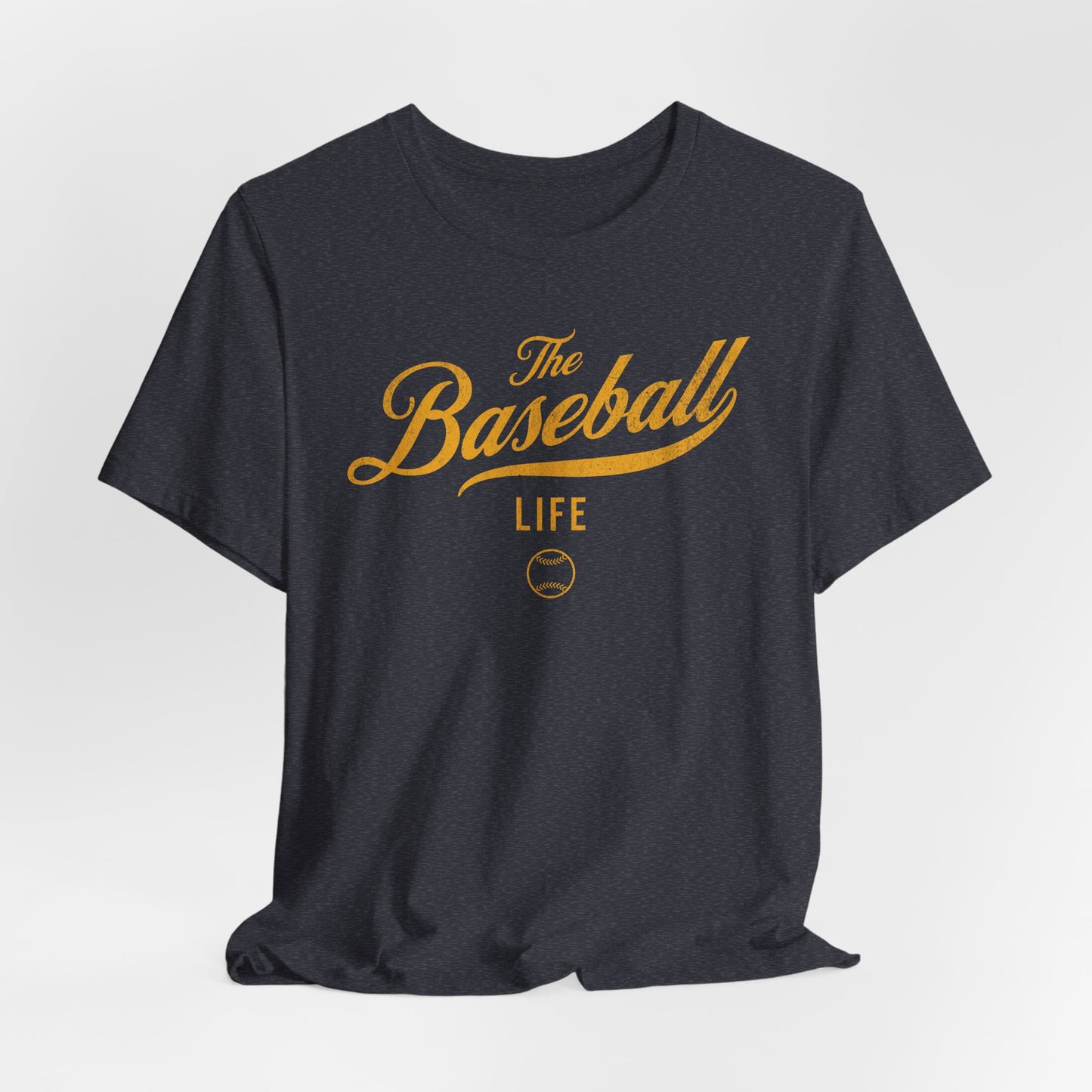 The Baseball Life Classic Script T-Shirt_Yellow Gold Print
