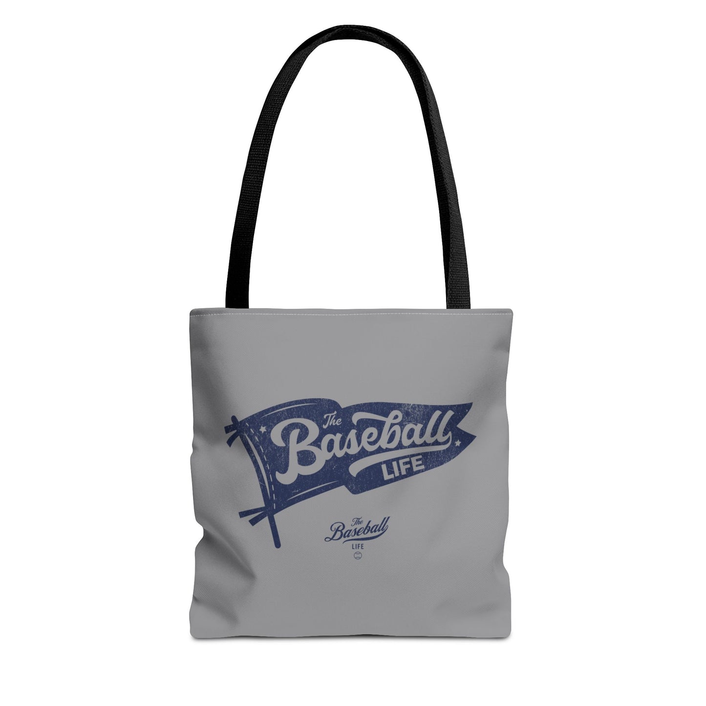 Vintage Pennant Tote Bag_Navy Print on Medium Gray