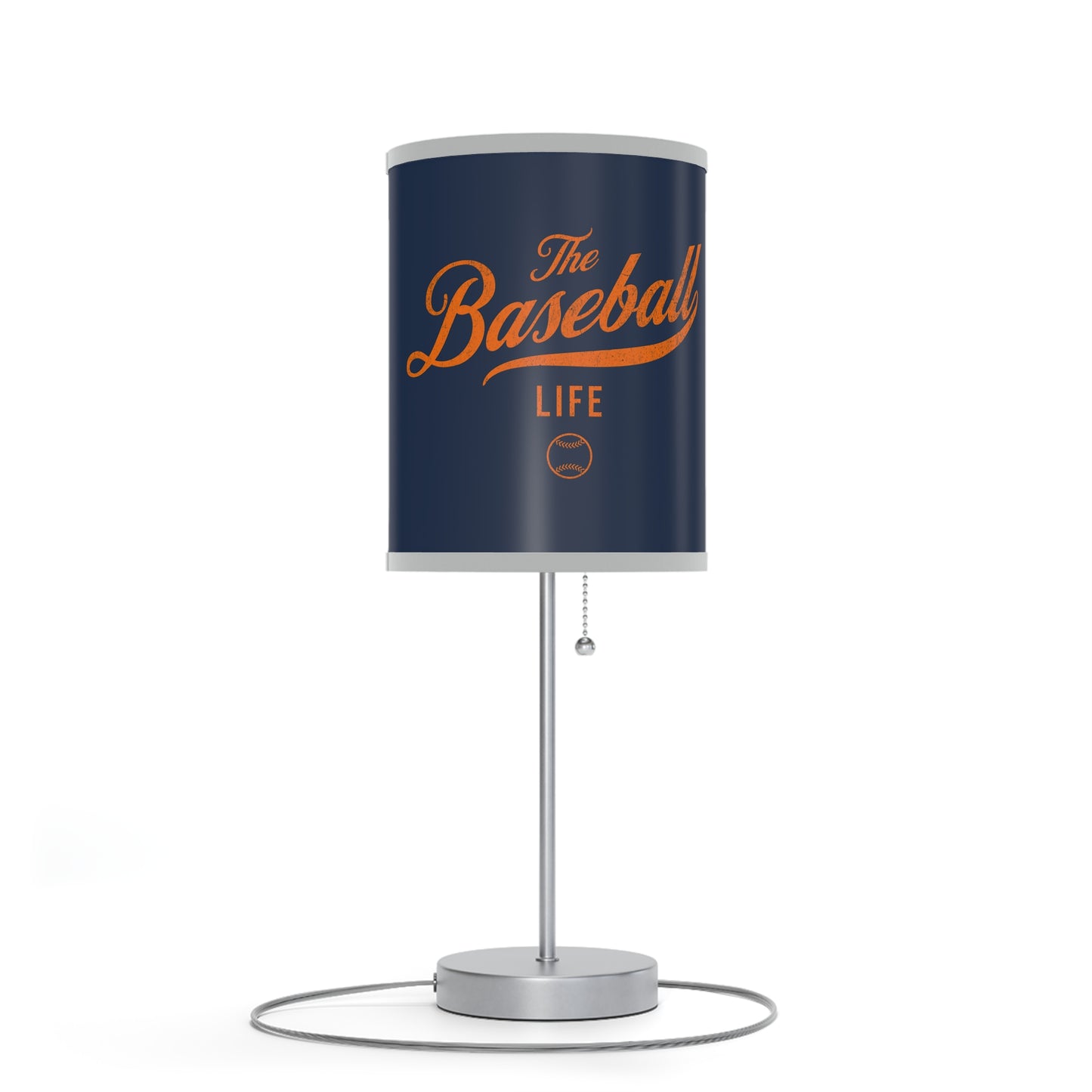 Table Lamp_Navy w Orange Print