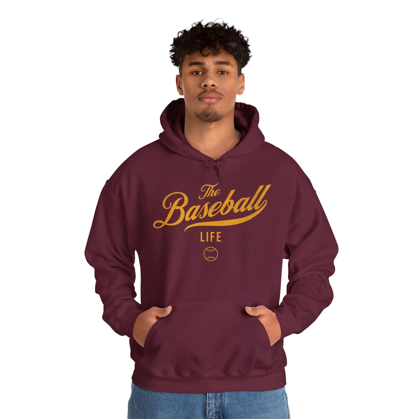 The Baseball Life Hoodie_Yellow Gold Print