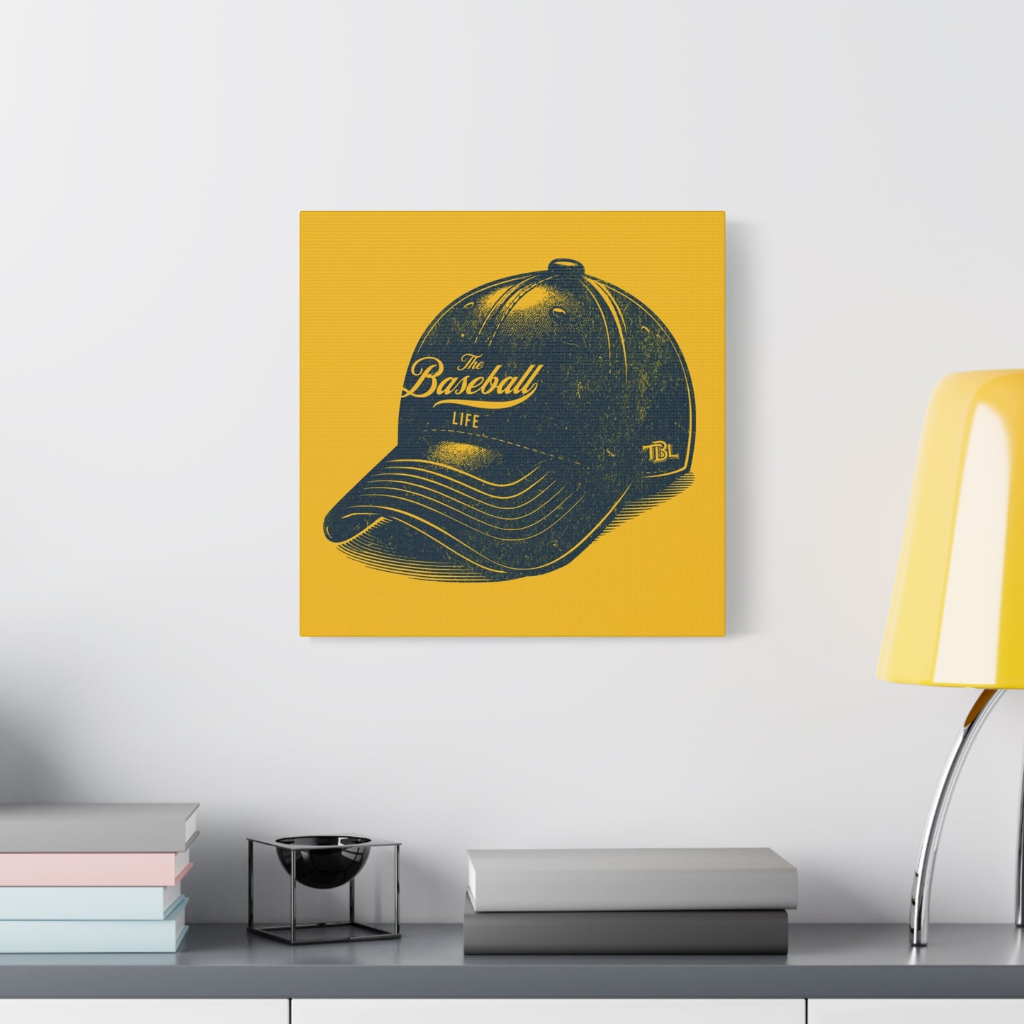 The Baseball Life Ball Cap Wall Art Canvas_Yellow Gold