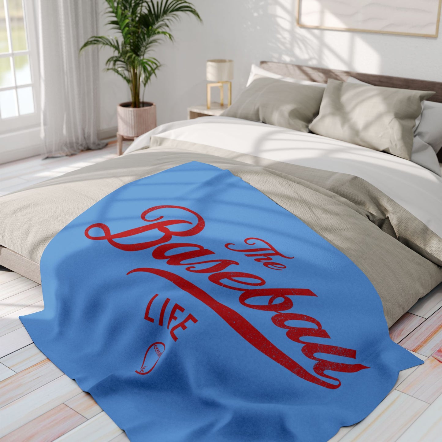 Fleece Blanket_Carolina Blue w Red Print