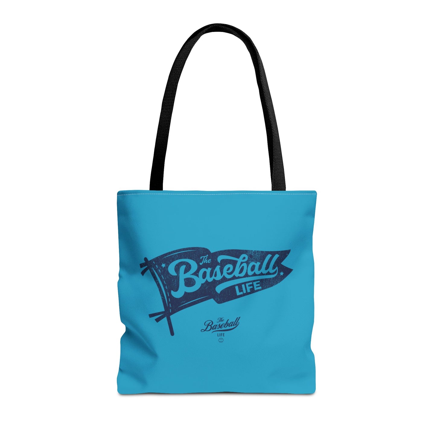 Vintage Pennant Tote Bag_Navy Print on Turquoise