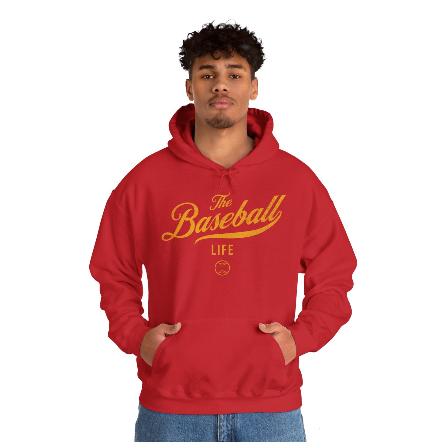 The Baseball Life Hoodie_Yellow Gold Print