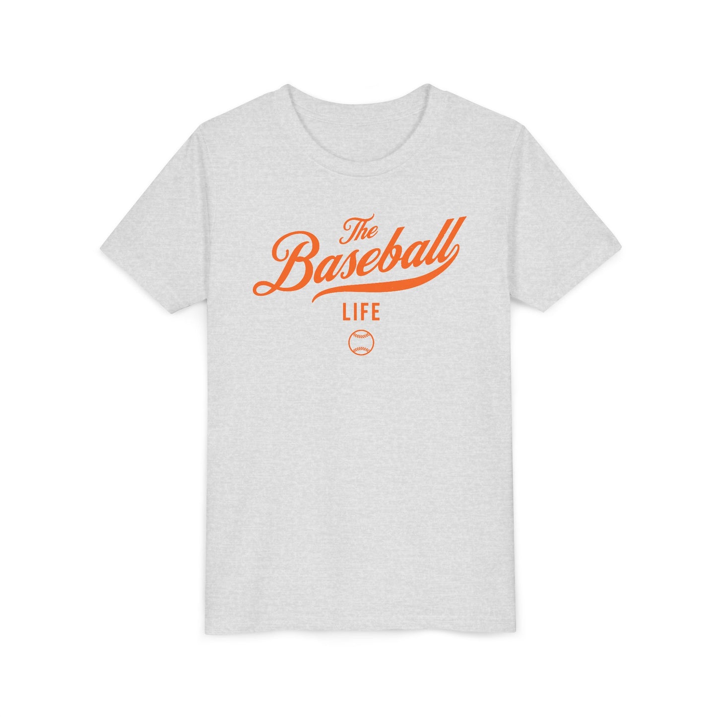 Youth The Baseball Life Classic Script T-Shirt_Orange Print