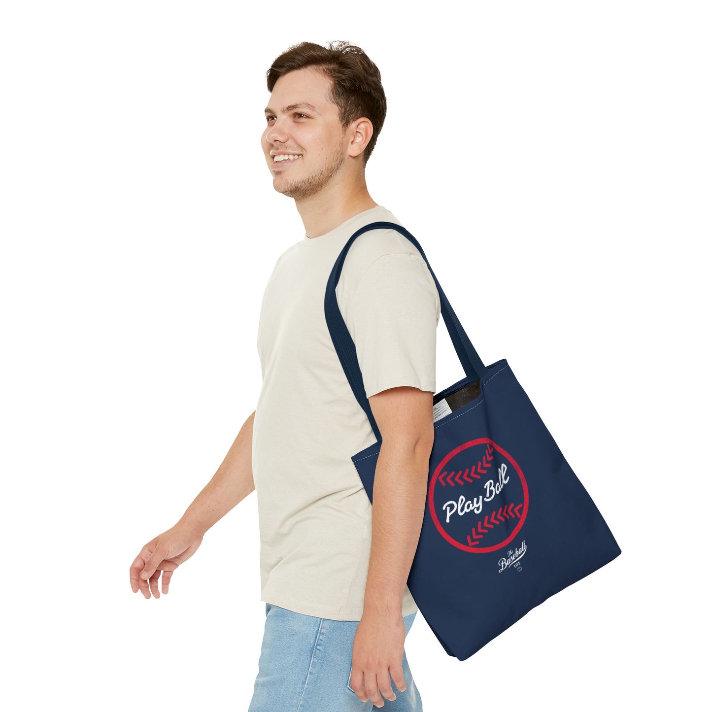 Baseball Icon Play Ball Tote Bag_Navy