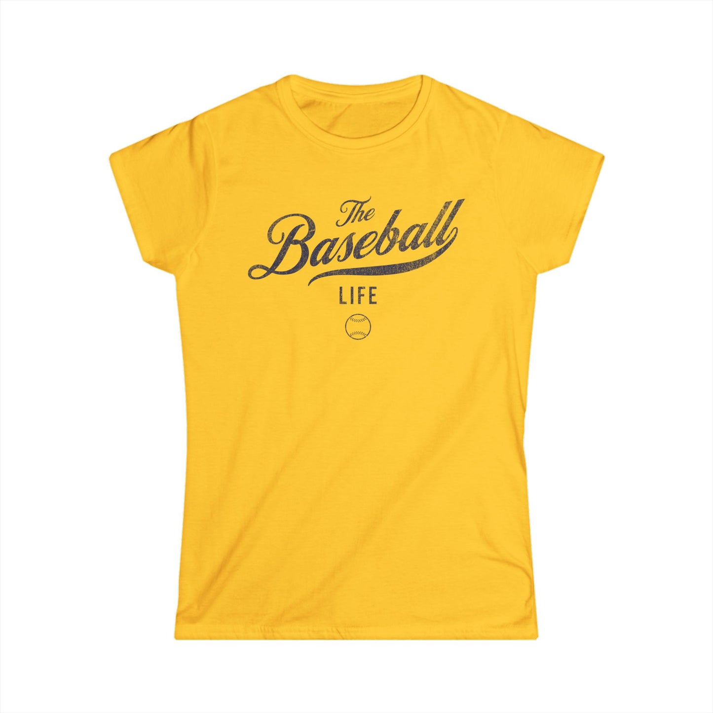 The Baseball Life Classic Script Tee_Women's_Navy Print