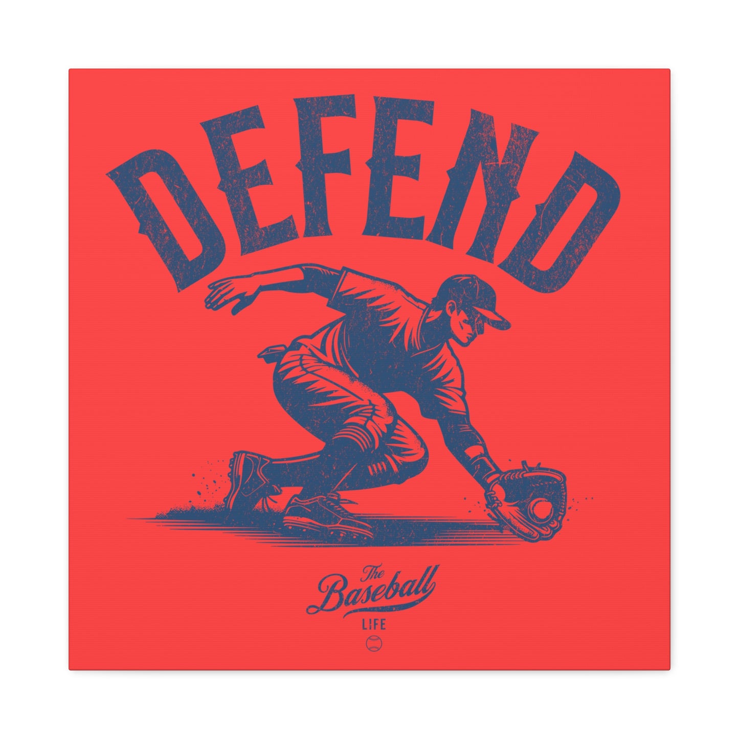 Defend Infielder Wall Art Canvas_Coral Red