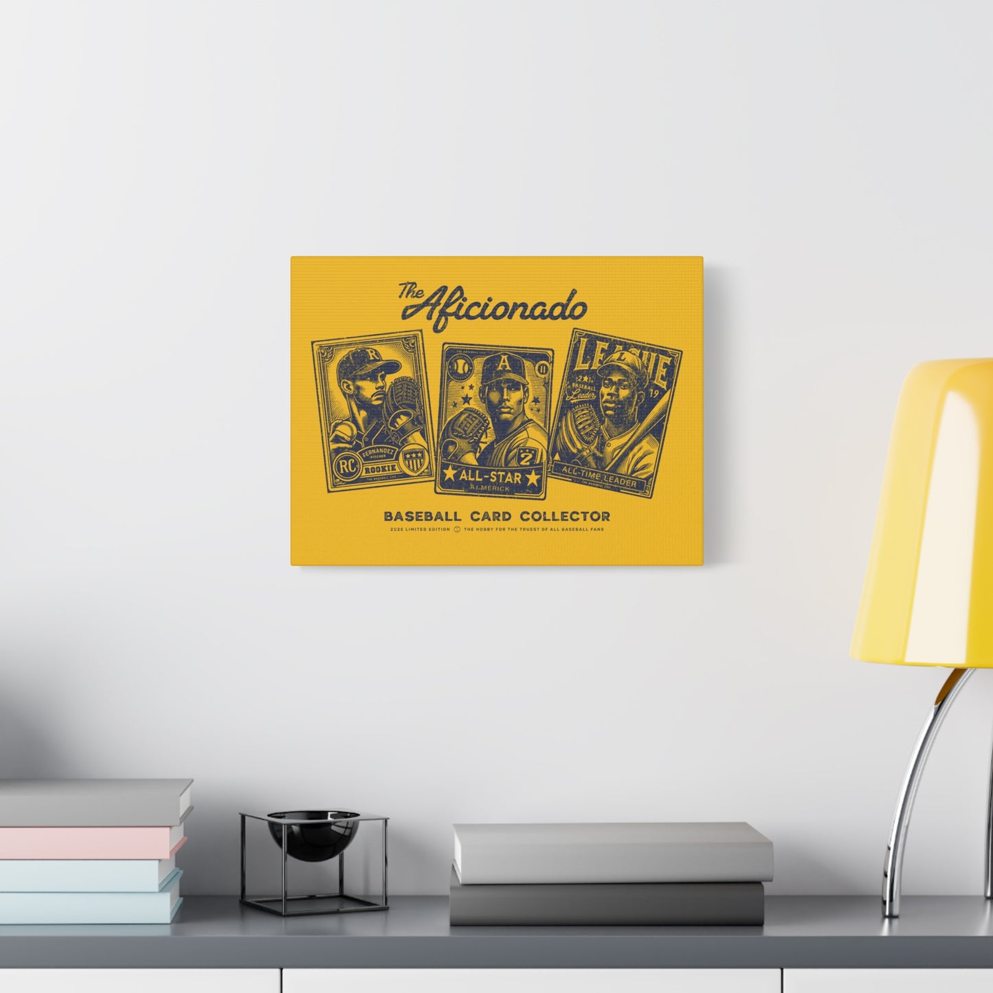 The Aficionado Baseball Card Collector Wall Art Canvas_Yellow Gold