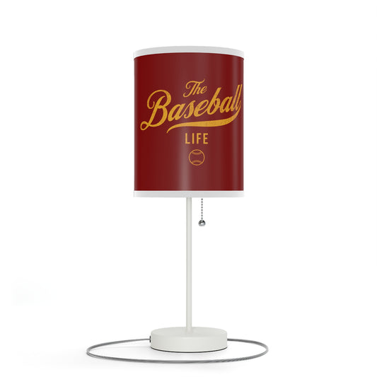 Table Lamp_Maroon w Yellow Gold Print