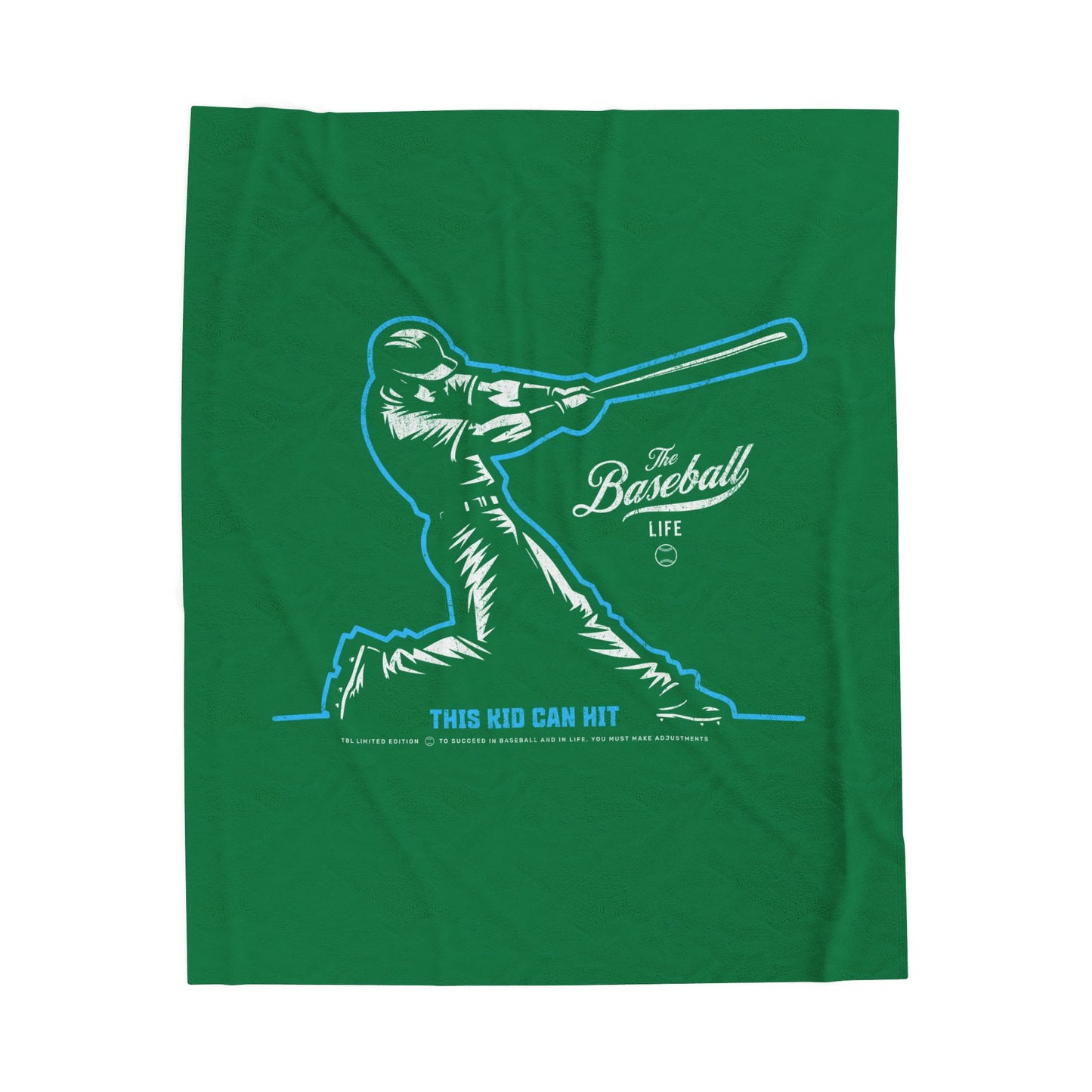 Velveteen Plush Blanket_This Kid Can Hit_Green