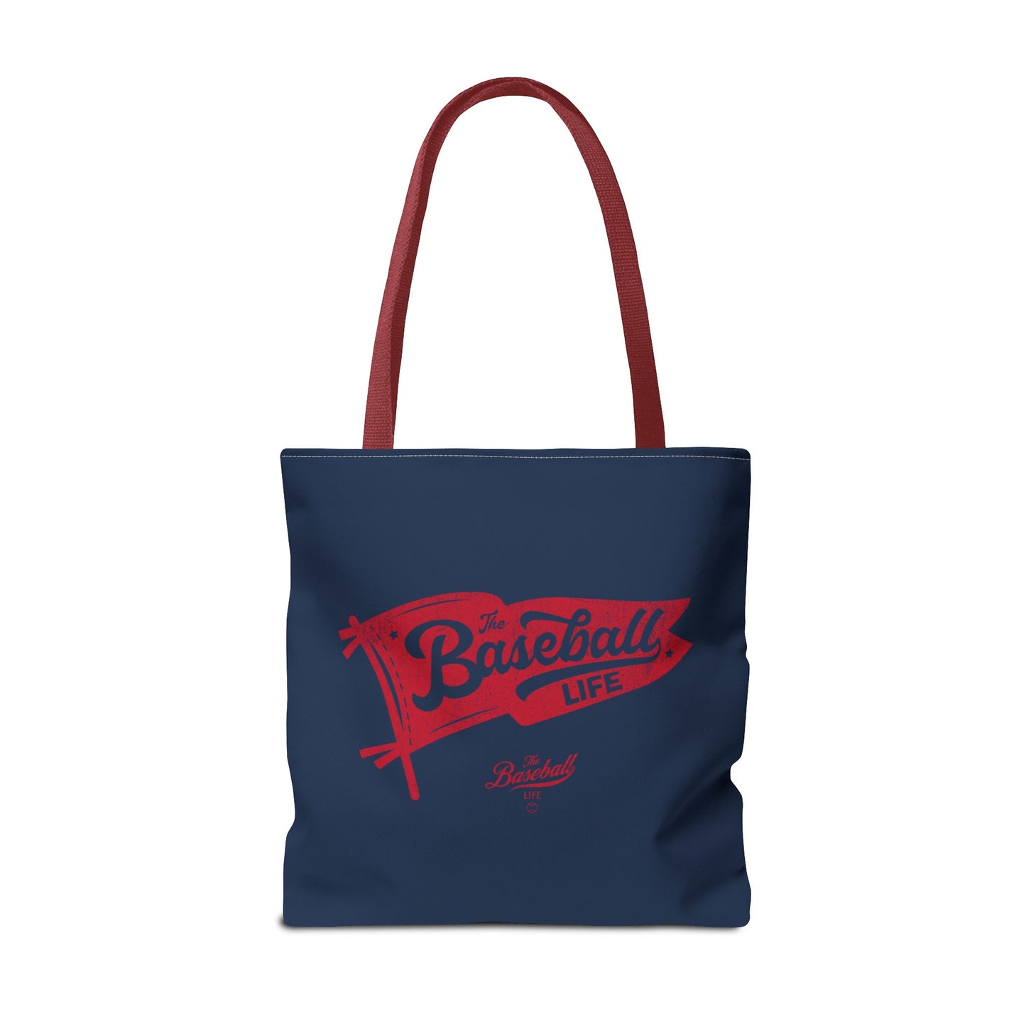 Vintage Pennant Tote Bag_Red Print on Navy