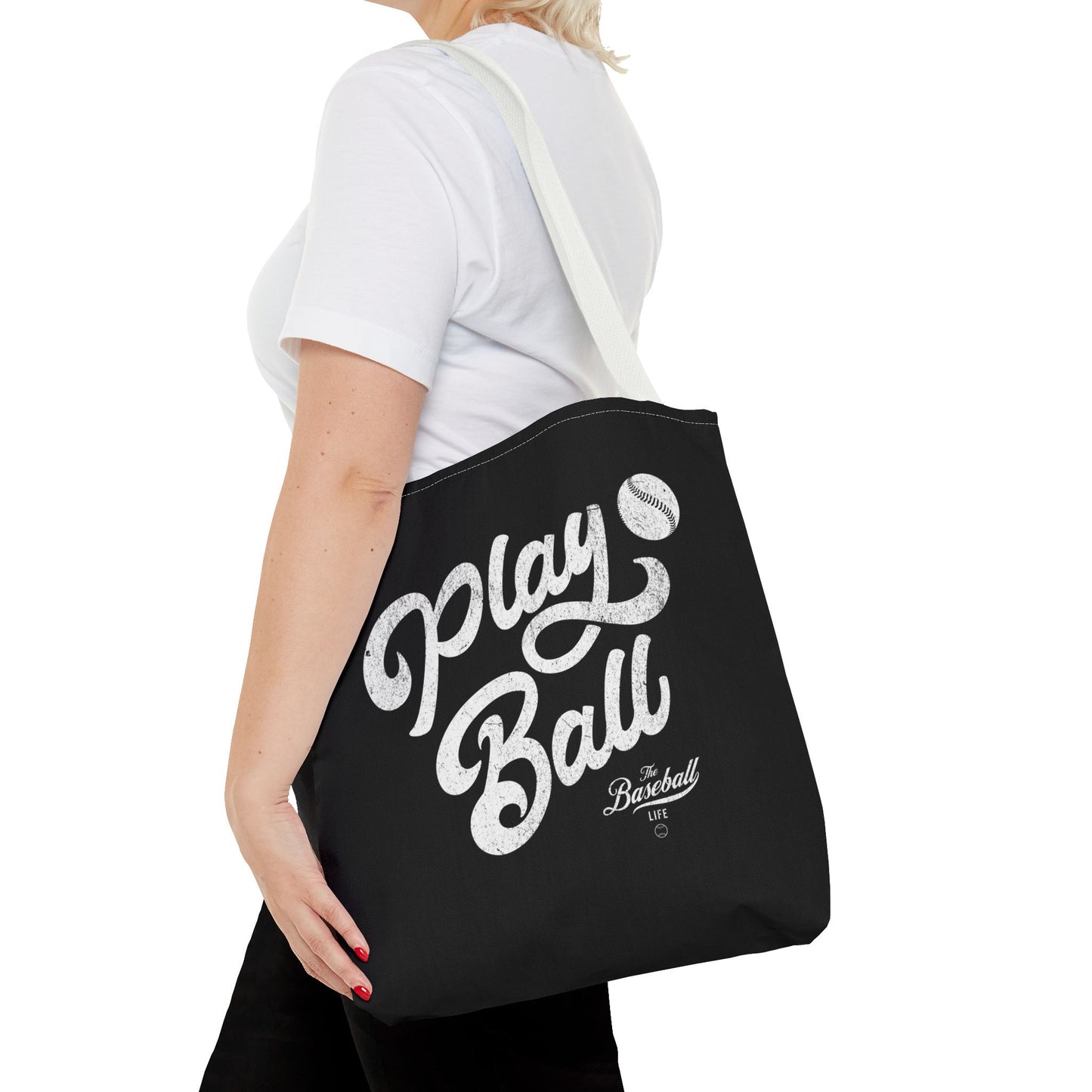 Play Ball Script Tote Bag_Black