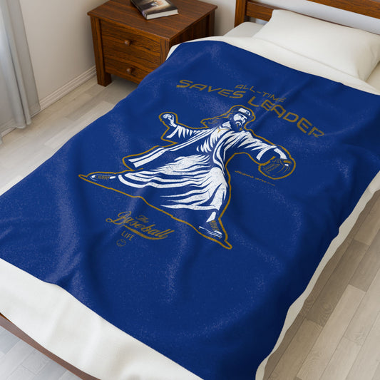 Velveteen Plush Blanket_All-Time Saves Leader_Royal Blue