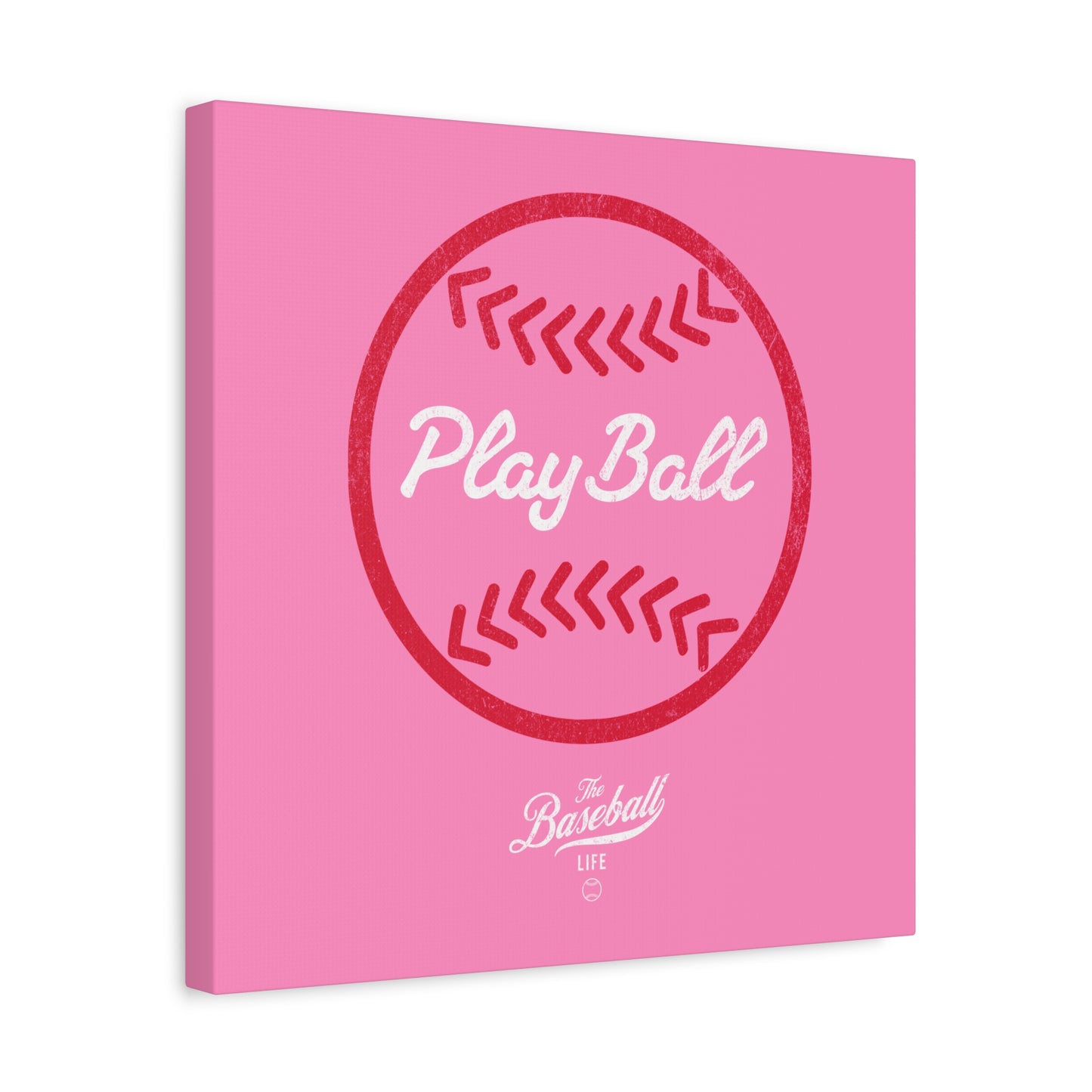 Play Ball Graphic Baseball Wall Art Canvas_Bubble Gum Pink