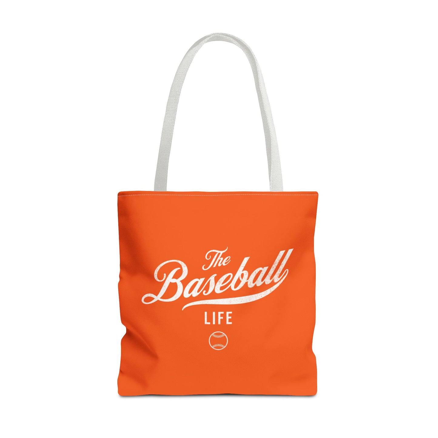 The Baseball Life Tote Bag_Orange w White Print