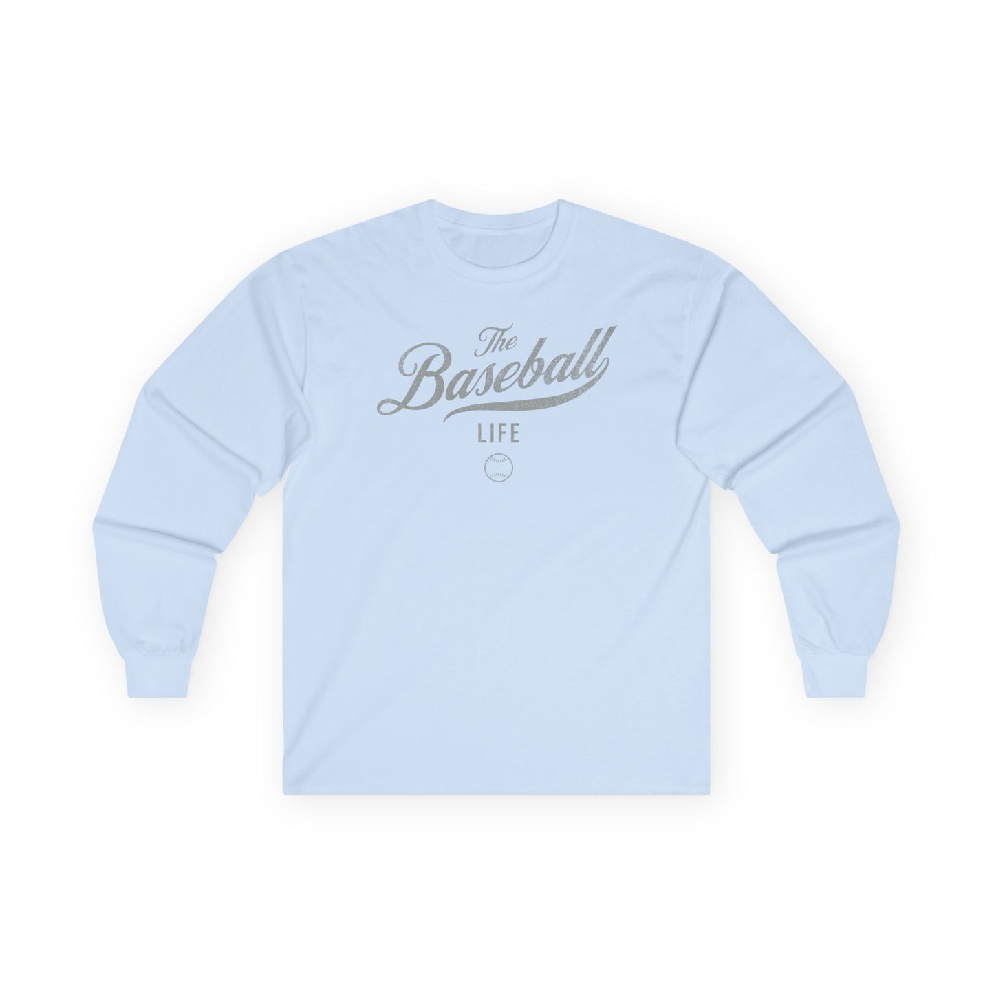 The Baseball Life Long Sleeve T-Shirt_Silver Gray Print
