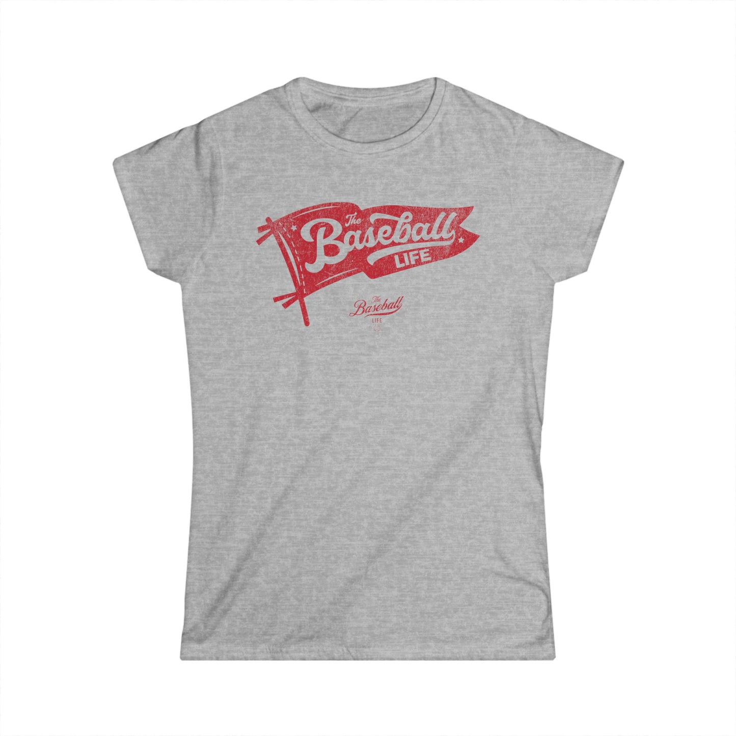 Women's Vintage Baseball Pennant T-Shirt - Red Print