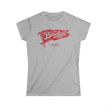 Women's Vintage Baseball Pennant T-Shirt - Red Print