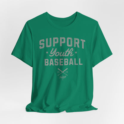 Support Youth Baseball_Silver Gray Print T-Shirt