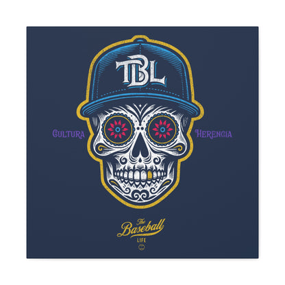 Beisbol Sugar Skull Series_Player 1  Wall Art Canvas_Navy