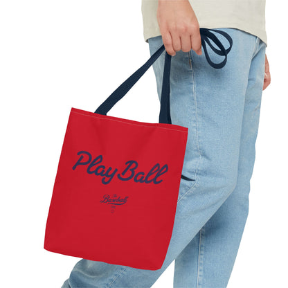 Play Ball Tote Bag_Red with Navy Print