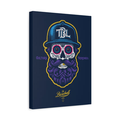Beisbol Sugar Skull Series_Player 2 Wall Art Canvas_Navy