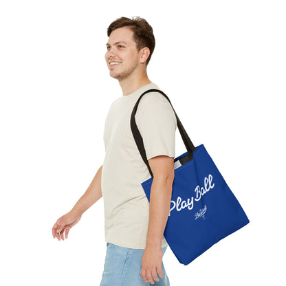 Play Ball Tote Bag_Royal Blue with White Print