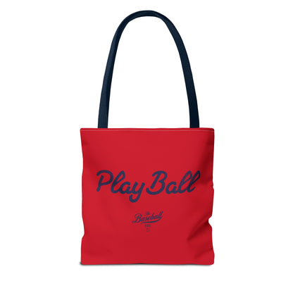 Play Ball Tote Bag_Red with Navy Print