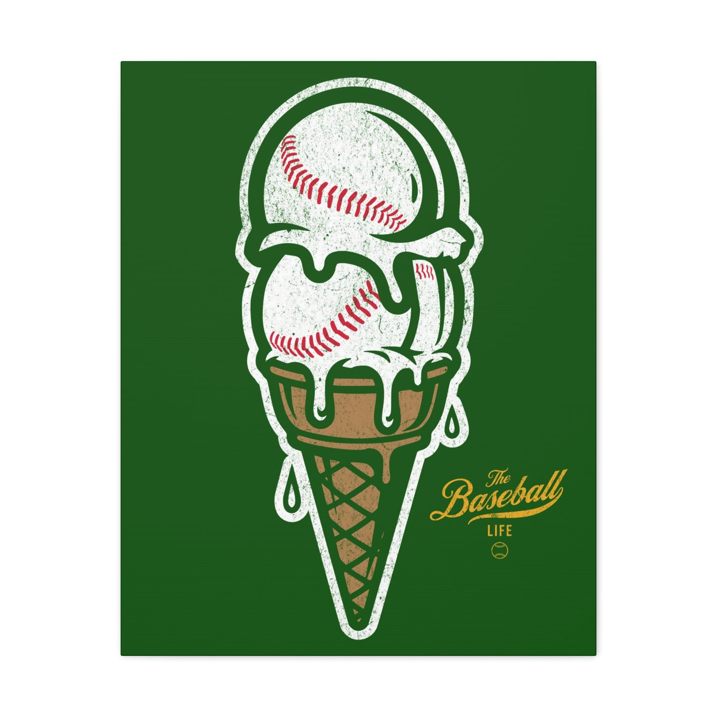 Baseball Ice Cream Cone Wall Art Canvas_Grass Green