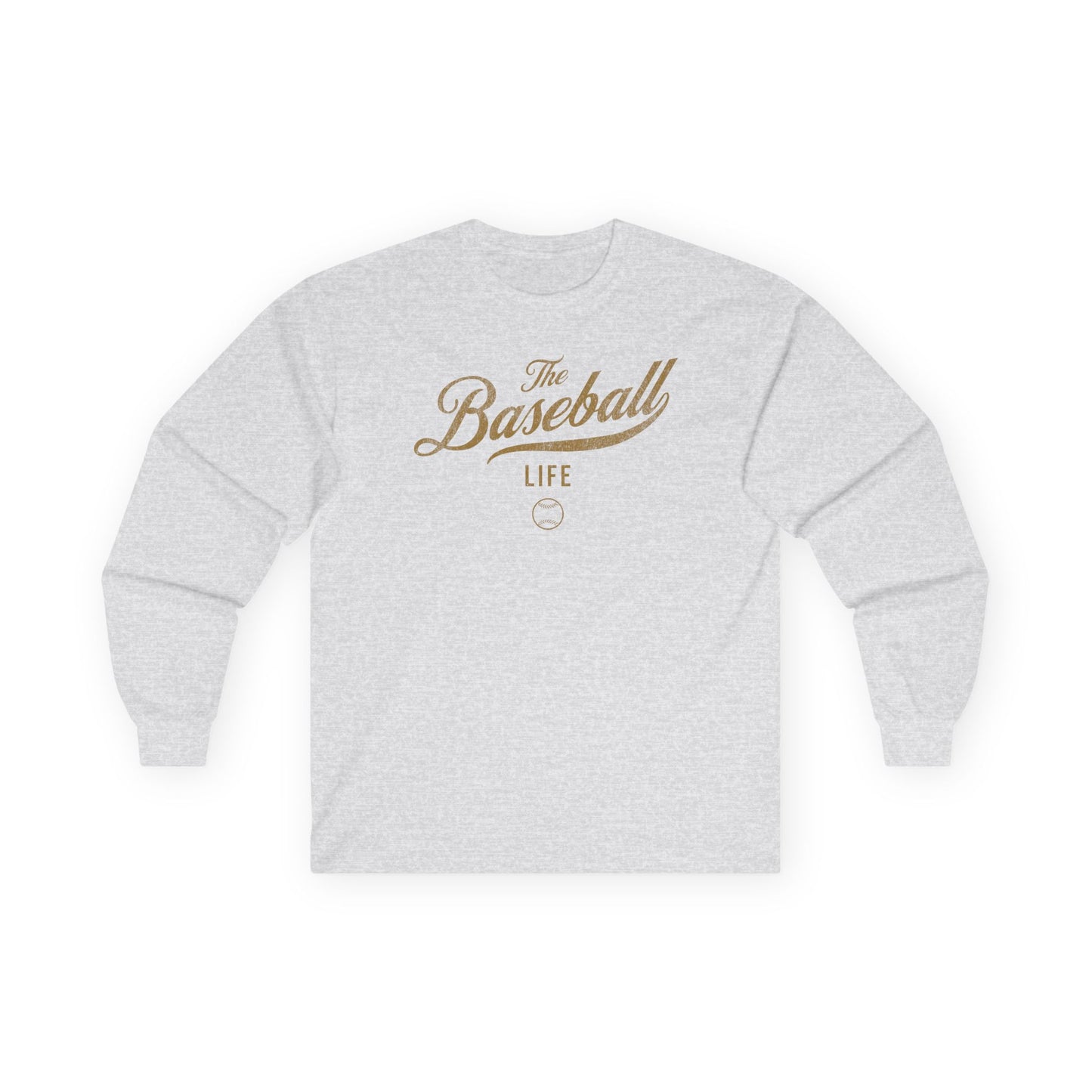 The Baseball Life Long Sleeve T-Shirt_Old Gold Print